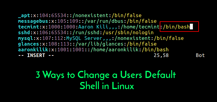 Change User Default Shell in Linux